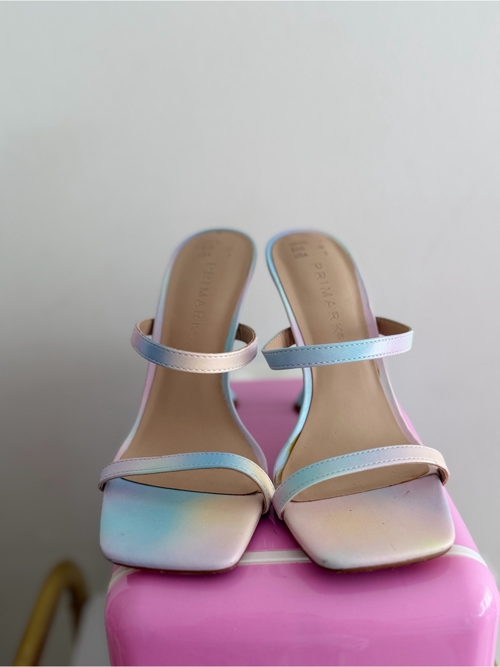 Primark Pastel Rainbow Strappy Heeled Sandals - Blue, Pink, Purple, Yellow